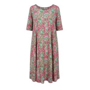 Charlie's Project Womens 3XL Pink Green Floral Midi Dress with Pockets NWT
